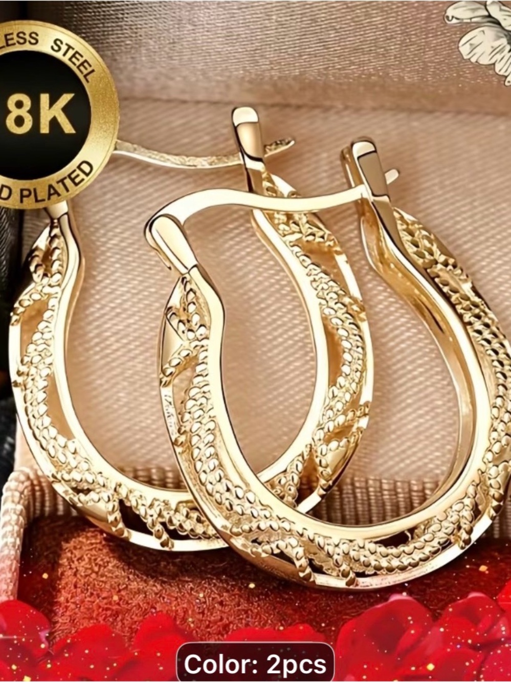 Elegant 18K Gold-Plated Women’s Hoop Earrings - Gold